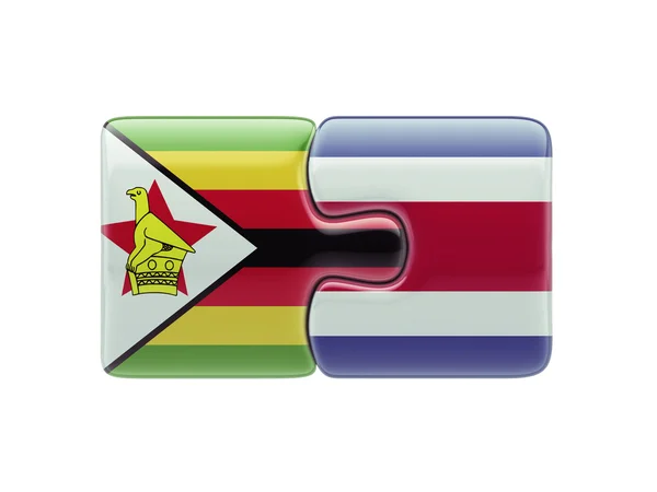 津巴布韦哥斯达黎加拼图概念 — 图库照片