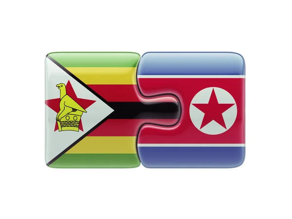 Zimbabwe North Korea  Puzzle Concept — Stock Photo, Image