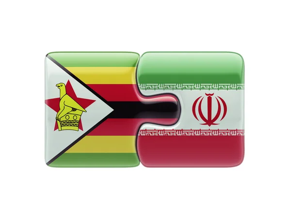 Zimbabwe Iran  Puzzle Concept — Stock Photo, Image