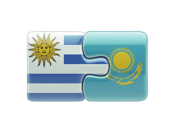 Kazakistan Uruguay Puzzle Concept — Foto Stock