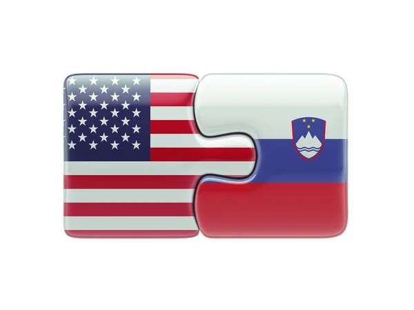 Slovénie Etats-Unis Puzzle Concept — Photo