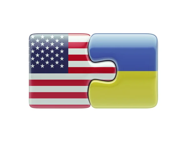 États-Unis Ukraine Puzzle Concept — Photo