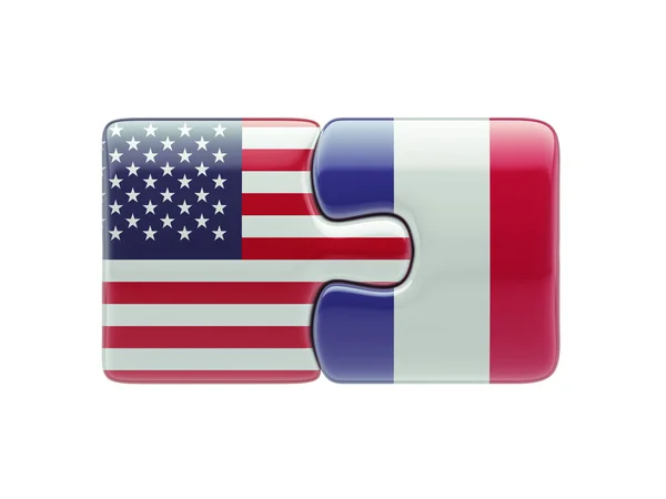 United States France  Puzzle Concept — Stock Photo, Image
