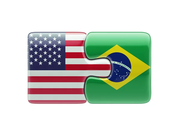 Stati Uniti Brasile Puzzle Concept — Foto Stock