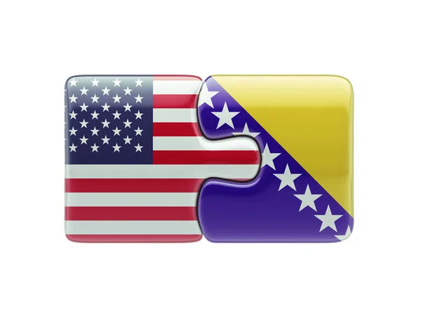 United States Bosnia and Herzegovina Puzzle Concept — Stock Photo, Image