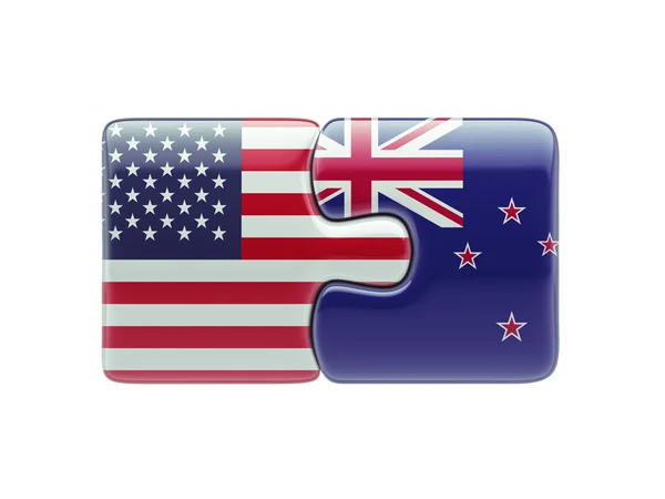 United States New Zealand  Puzzle Concept — Stock Photo, Image