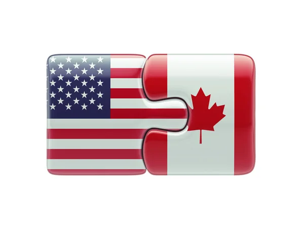 美国加拿大拼图概念 — 图库照片