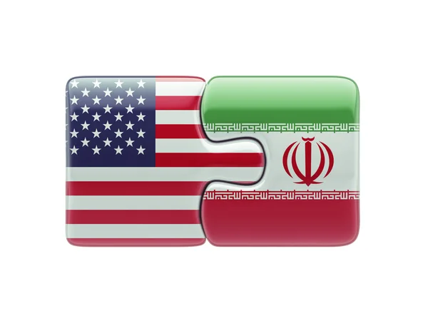 Estados Unidos Irán Puzzle Concepto — Foto de Stock