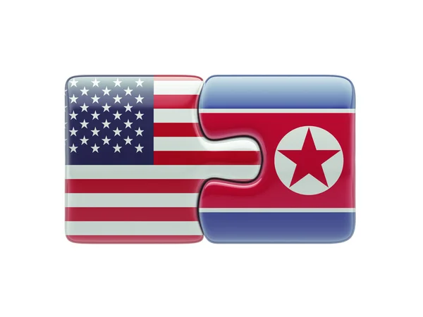 Estados Unidos Coreia do Norte Puzzle Concept — Fotografia de Stock