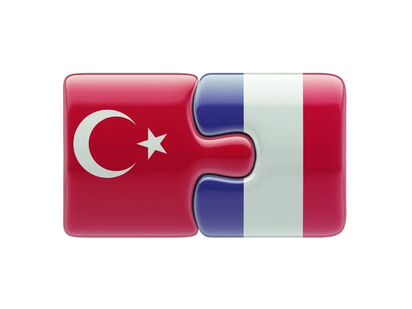 Turecko Francie Puzzle koncept — Stock fotografie