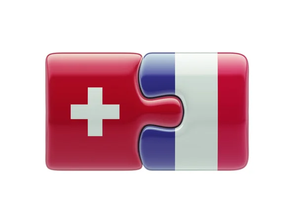 Switzerland France  Puzzle Concept — Stock Photo, Image
