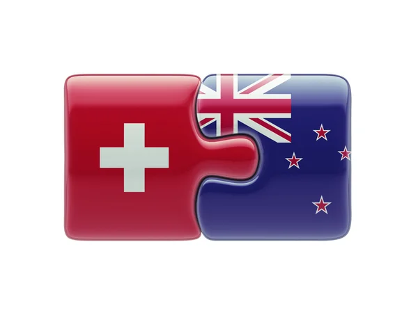 Switzerland New Zealand  Puzzle Concept — Stock Photo, Image