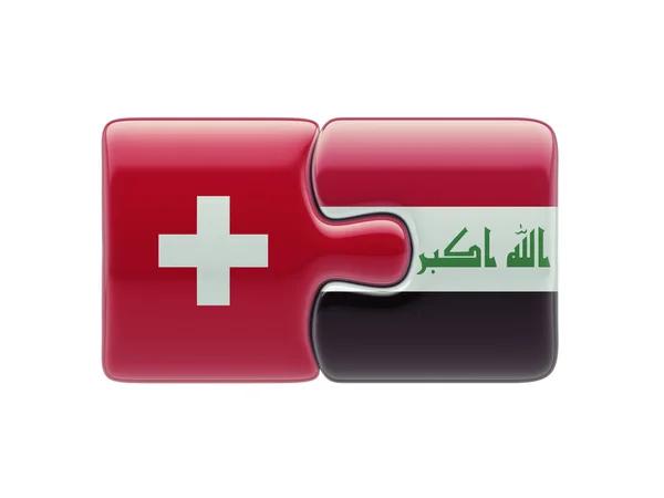 Suíça Iraque Puzzle Concept — Fotografia de Stock