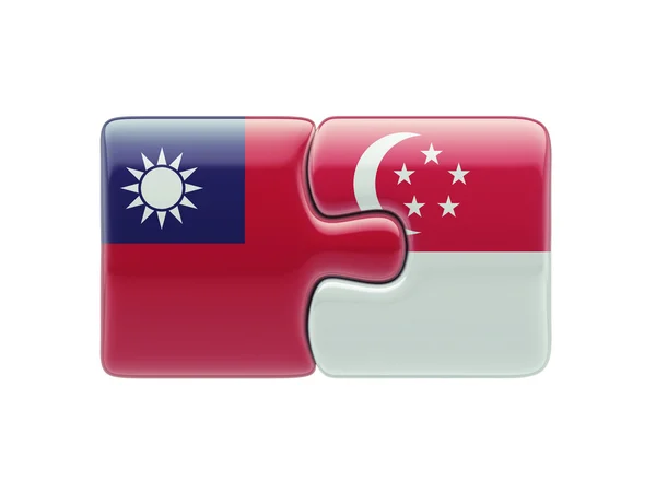 Singapore Taiwan  Puzzle Concept — Stock Photo, Image