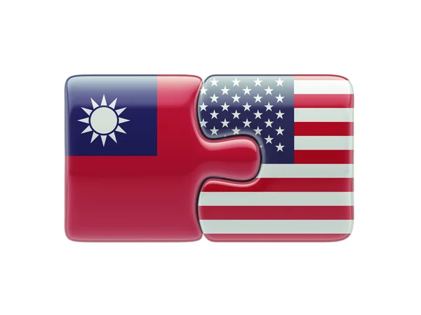 Estados Unidos Taiwan Puzzle Concept — Fotografia de Stock