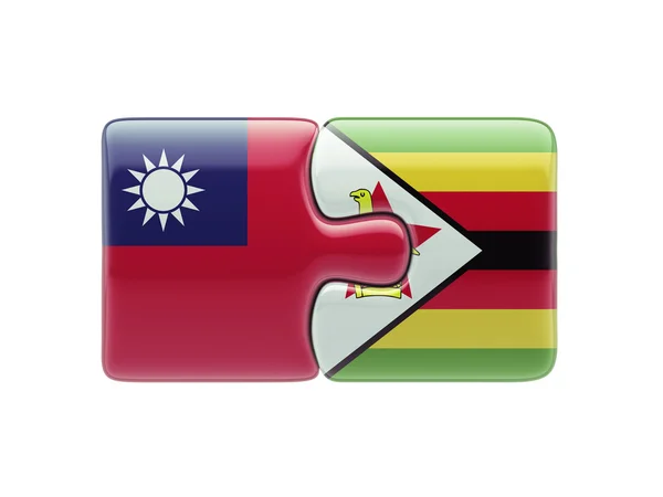 Zimbabwe Taiwan  Puzzle Concept — Stock Photo, Image