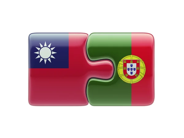 Portugal Taiwán Puzzle Concepto — Foto de Stock