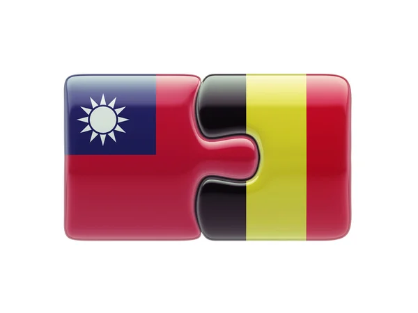 Conceito de Puzzle Taiwan Bélgica — Fotografia de Stock