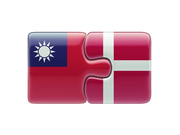 Taiwan Denmark  Puzzle Concept — Stock Photo, Image