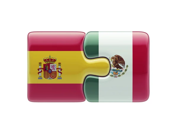 Spain Mexico Puzzle Concept — Stock Photo, Image