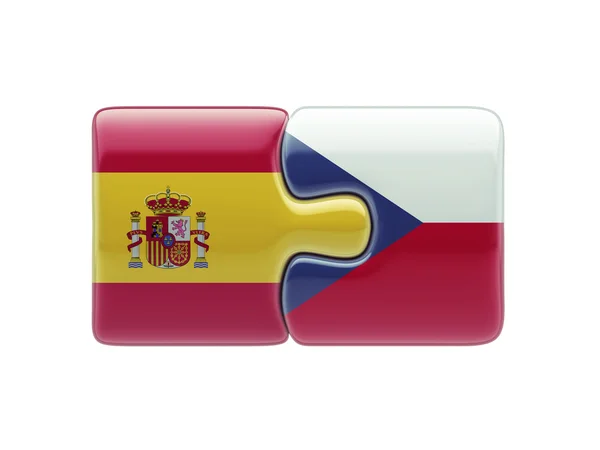 Spanien Tjeckien pussel koncept — Stockfoto