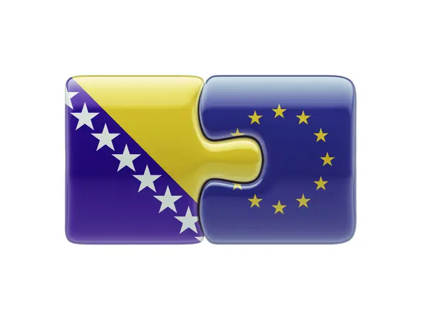 European Union Bosnia and Herzegovina Puzzle Concept — Stock Photo, Image