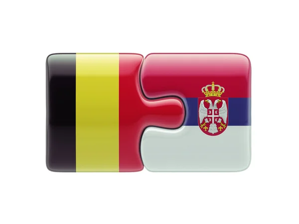 Serbien Belgien pussel koncept — Stockfoto
