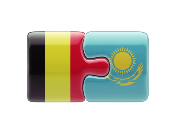 Kazakhstan Belgium  Puzzle Concept — Stock Photo, Image