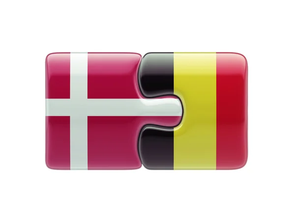 Danmark Belgien pussel koncept — Stockfoto