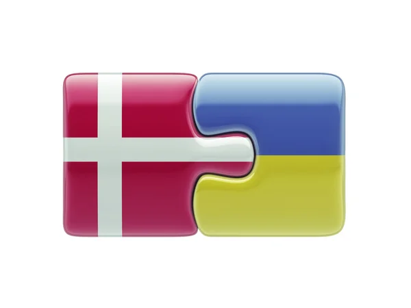 Ukraine Denmark  Puzzle Concept — Stock Photo, Image