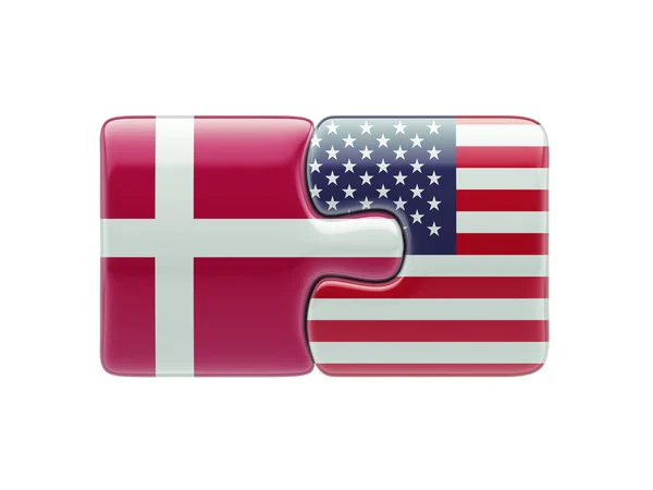 Estados Unidos Dinamarca Puzzle Concept — Foto de Stock