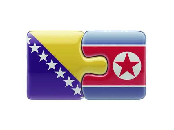 North Korea Bosnia and Herzegovina Puzzle Concept — Stock Photo, Image