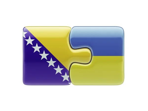 Ukraine Bosnia and Herzegovina Puzzle Concept — Stock Photo, Image