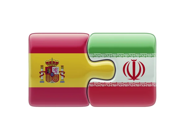 Spanien Iran pussel koncept — Stockfoto