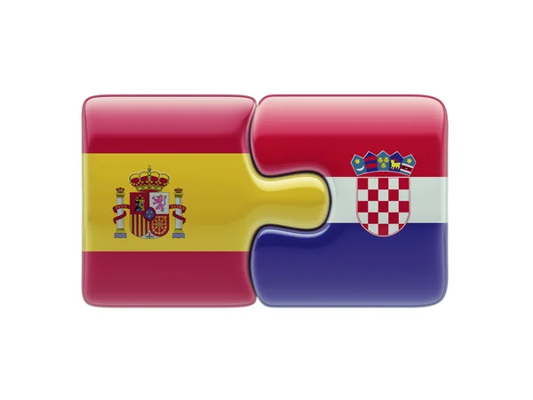Spanien kroatien puzzle konzept — Stockfoto