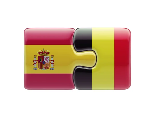 Spanien Belgien pussel koncept — Stockfoto
