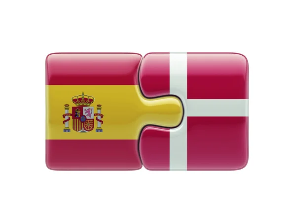 Spain Denmark  Puzzle Concept — Stock Photo, Image