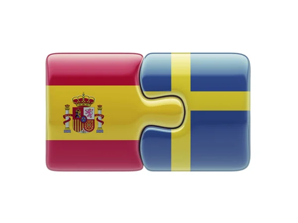 Schweden spanien puzzle konzept — Stockfoto