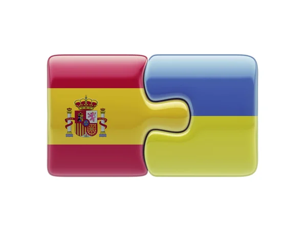 Ukraine Spain  Puzzle Concept — Stock Photo, Image