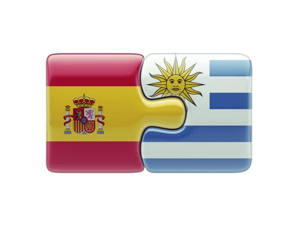 Uruguay Spanien pussel koncept — Stockfoto