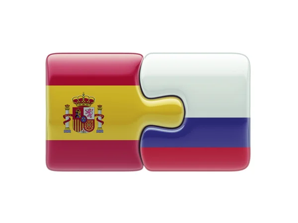 Russia Spain  Puzzle Concept — Stock Photo, Image