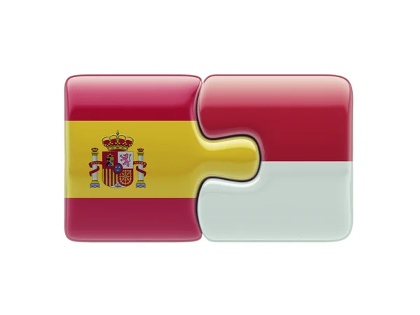 Indonésia Espanha Puzzle Concept — Fotografia de Stock