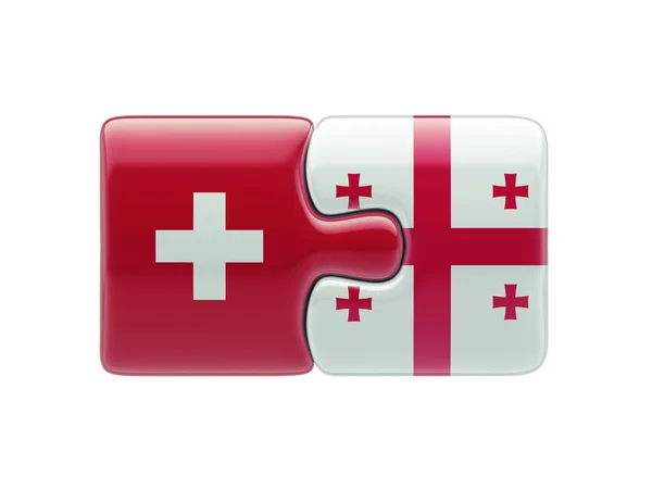 Suisse Géorgie Puzzle Concept — Photo