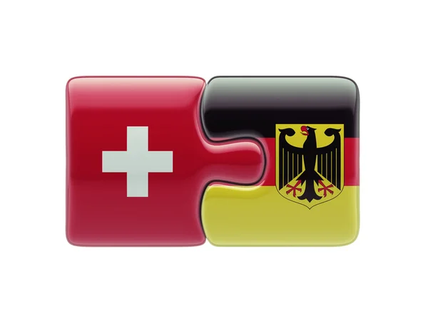 Švýcarsko Německo Puzzle koncept — Stock fotografie