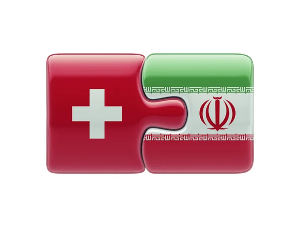 Suiza Irán Puzzle Concepto — Foto de Stock