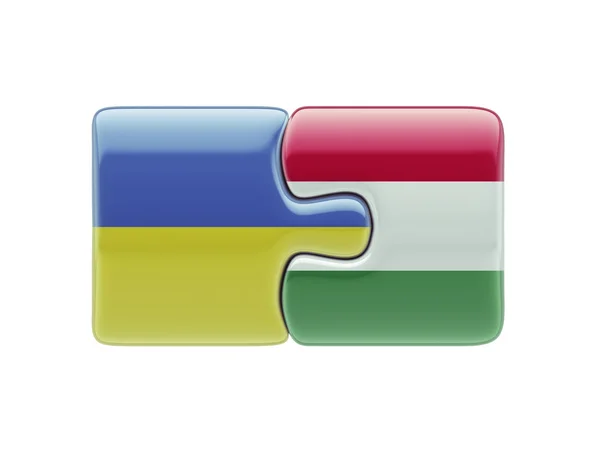 Ukraine Hungary  Puzzle Concept — Stock Photo, Image