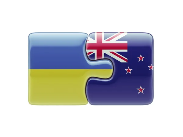 Ukraine New Zealand  Puzzle Concept — Stock Photo, Image