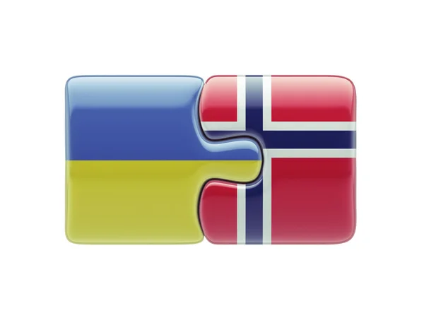 挪威乌克兰拼图概念 — 图库照片