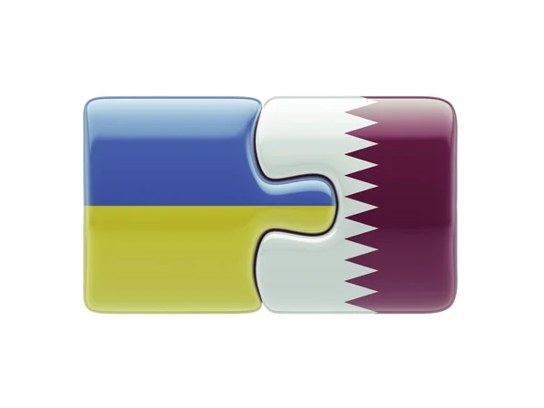 Qatar Ucraina Puzzle Concept — Fotografie, imagine de stoc