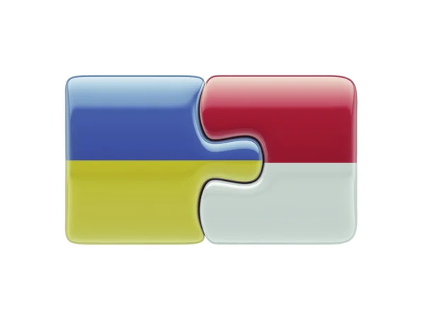 インドネシア ウクライナ パズル コンセプト — ストック写真